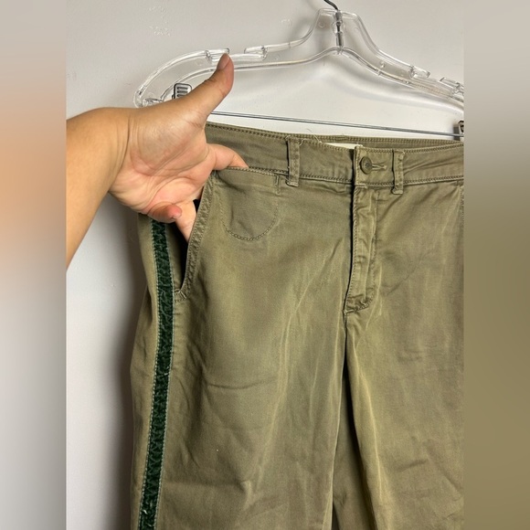 CHINO BY Anthropologie 27 Women Ripstop Green Relaxed Pants Velvet Line Side - Picture 6 of 16